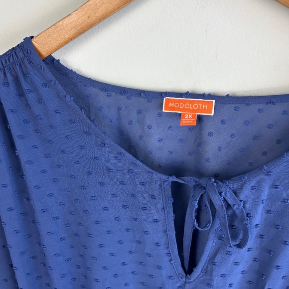 ModCloth Smocked Waist Swiss Dot Dress Size 2X - Picture 4 of 5